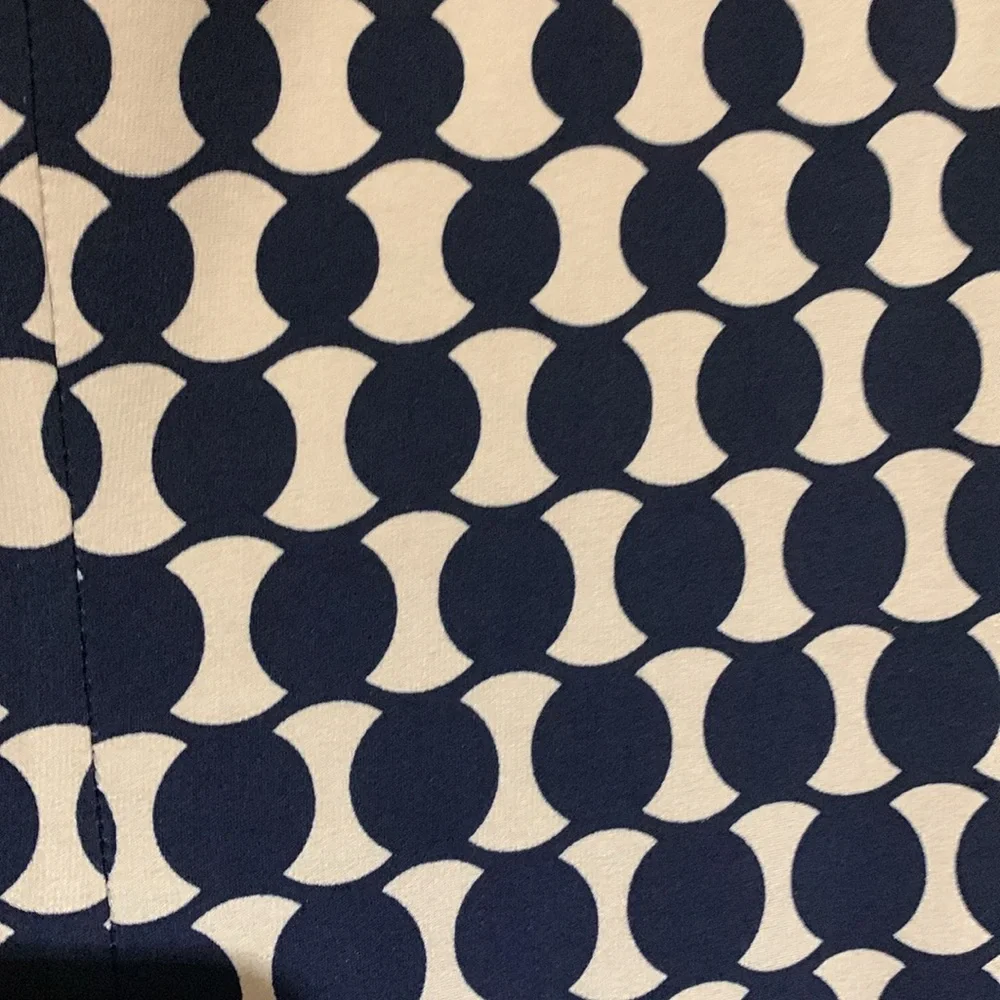 Connected Apparel Dress 8 Stretchy Tan Black Navy Pull Over Ruched Dots - Picture 14 of 16